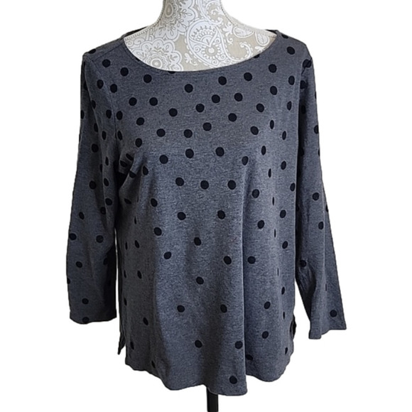Talbots gray polka dot 3/4 sleeve top, size 1XP - Picture 1 of 6